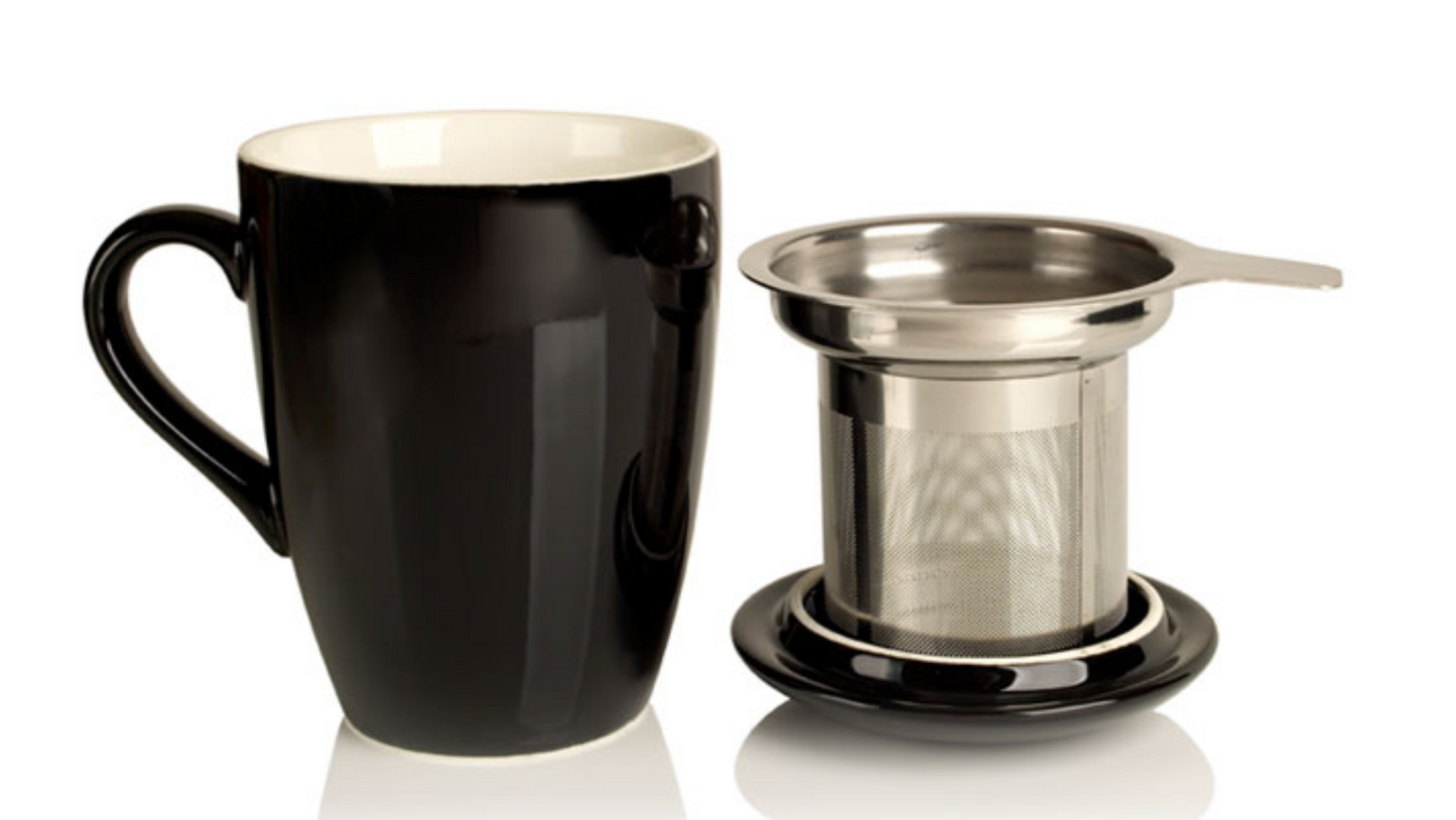 Porcelain Cup and Infuser (black)